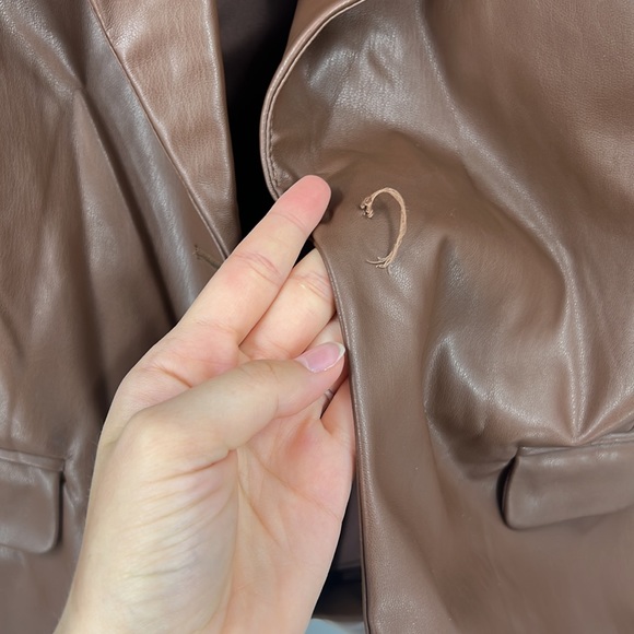 ❌SOLD❌ WeWoreWhat Vegan Leather Blazer in Cocoa Brown - Picture 8 of 12